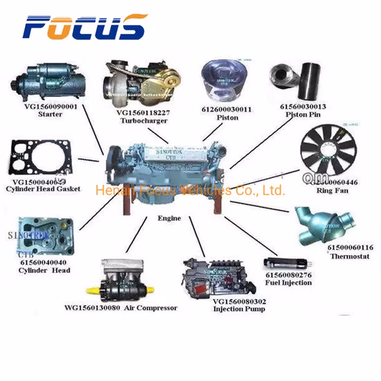 Тяжелый грузовик Sinotruck Shacman FAW Beiben Foton Dongfeng Camc Самосвал Weichai/Cunmmins Запасные части двигателя